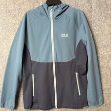 Jack Wolfskin Women's Large Go Hike Softshell Jacket in a two-tone blue and grey