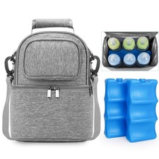 Double Deck Breastmilk Cooler Bag with Ice Pack - Insulated Nursing Storage Milk