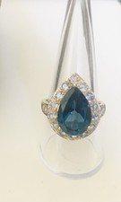 London Blue Topaz Pear Shaped Ring, Sz 9