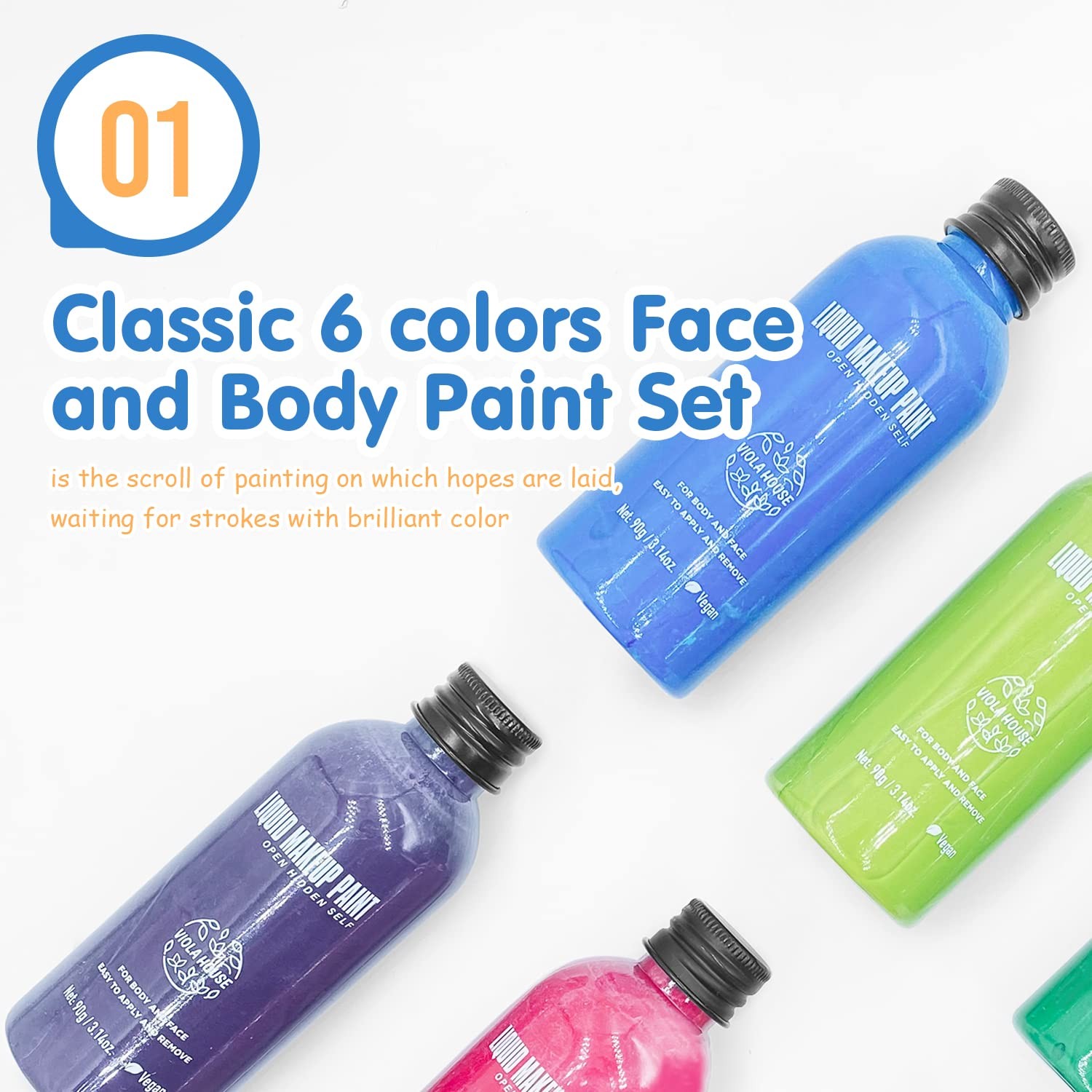 Face & Body Body Painting Makeup, Face & Body Colour, 90g/3.14oz, Blue image 3