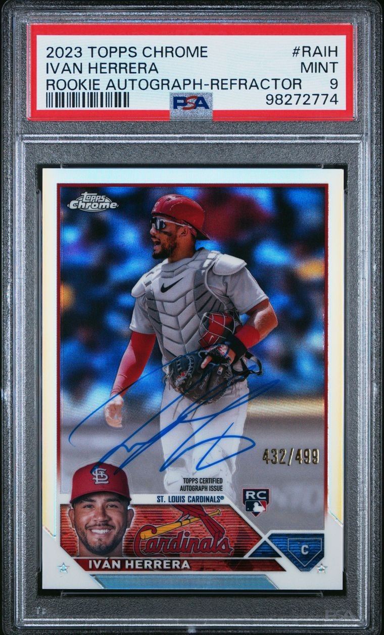 Ivan Herrera - 2023 Topps Chrome - RC Rookie Refractor AUTO /499 - PSA 9 MINT