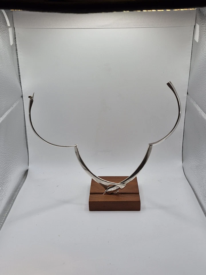 Gargantilha de prata esterlina colar articulado colar modernista sólido México 925 - Imagem 4 de 4