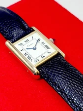 [ SWISS ] 1978 Cartier 18k Gold Plated Roman Dial Manual Tank Watch 20mm Box 