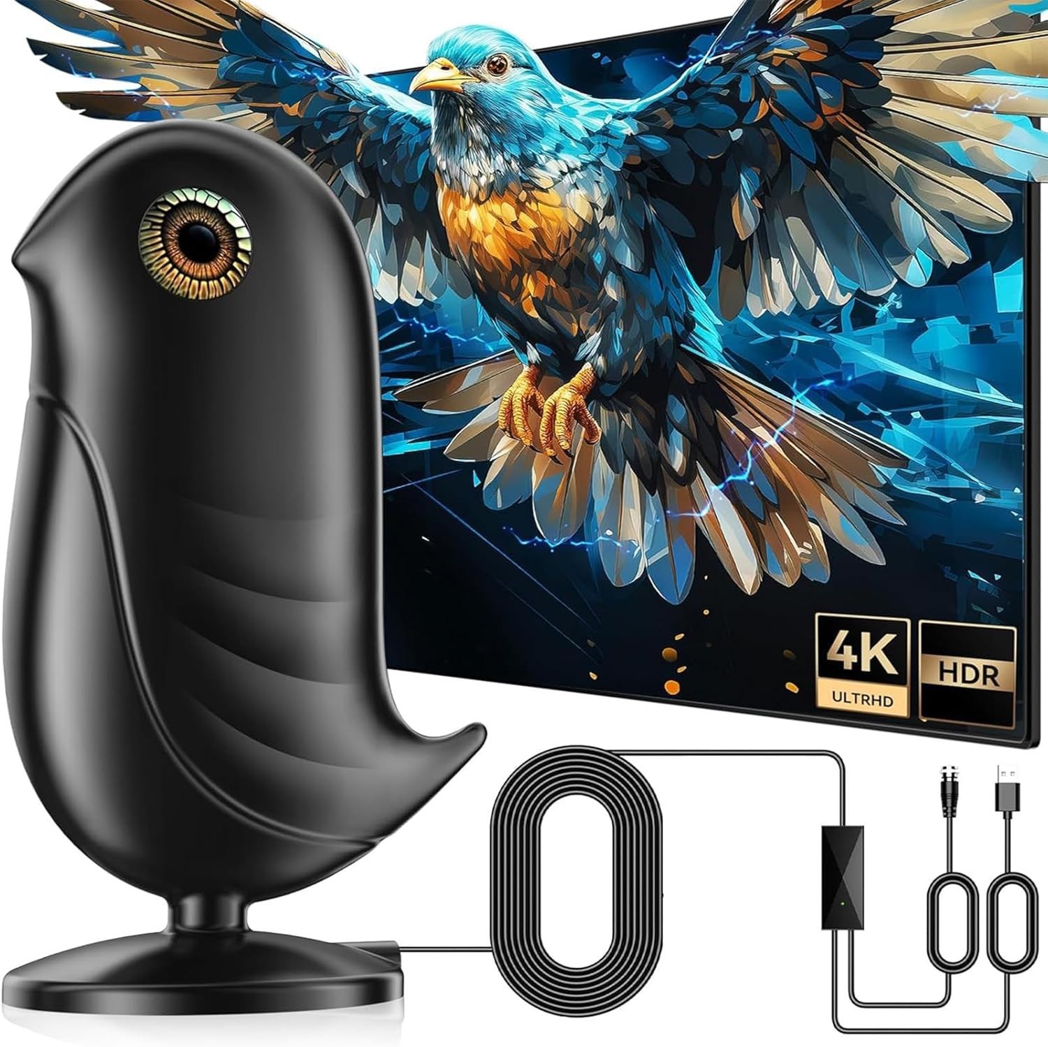 Indoor Digital TV Aerial 650 Miles Range 4K 8K Smart Freeview Signal Booster