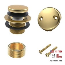 All Metal Tip-Toe Bathtub Drain Kit with Two-Hole Overflow Brushed Gold