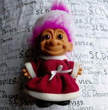 Russ Troll Mrs Clause 5" Troll Doll Pink Hair Rare Vintage
