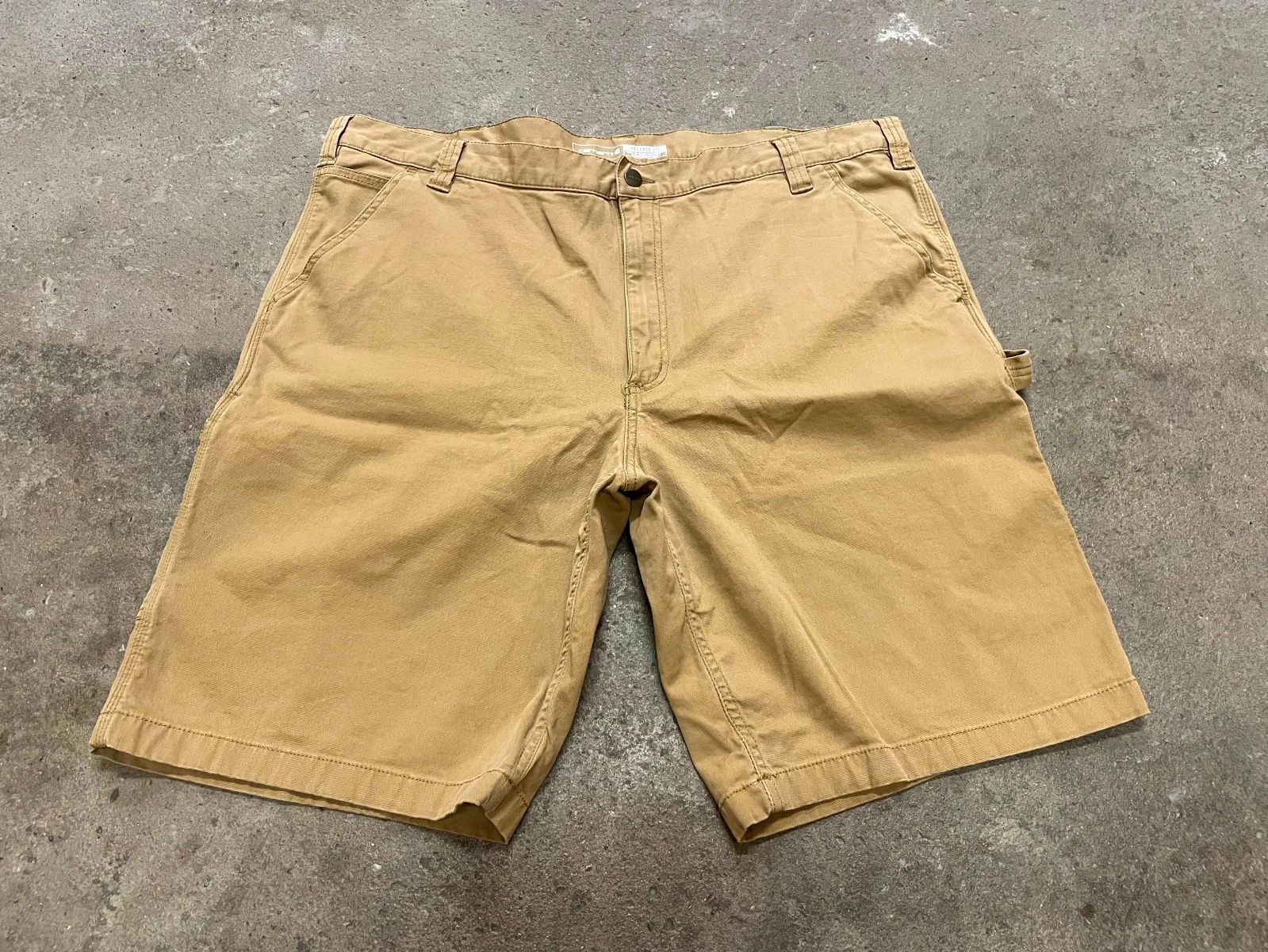Carhartt Carpenter Shorts Mens 42 Khaki Cotton Rugged Flex Workwear Relaxed Fit