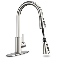 High Arc Single Handle Kitchen Faucet with Pull Down Sprayer, Brushed Nickel