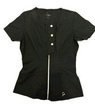 Jaanuu Women's Scrub Top Size XS Black Zipper Button Front - New Without Tags