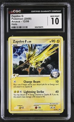 CGC 10 GEM MINT Zapdos G 2009 Arceus 12/99 Holo Pokemon Card | eBay