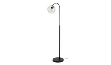 Habitat Coleman Glass Shade Metal Floor Lamp - Matte Black
