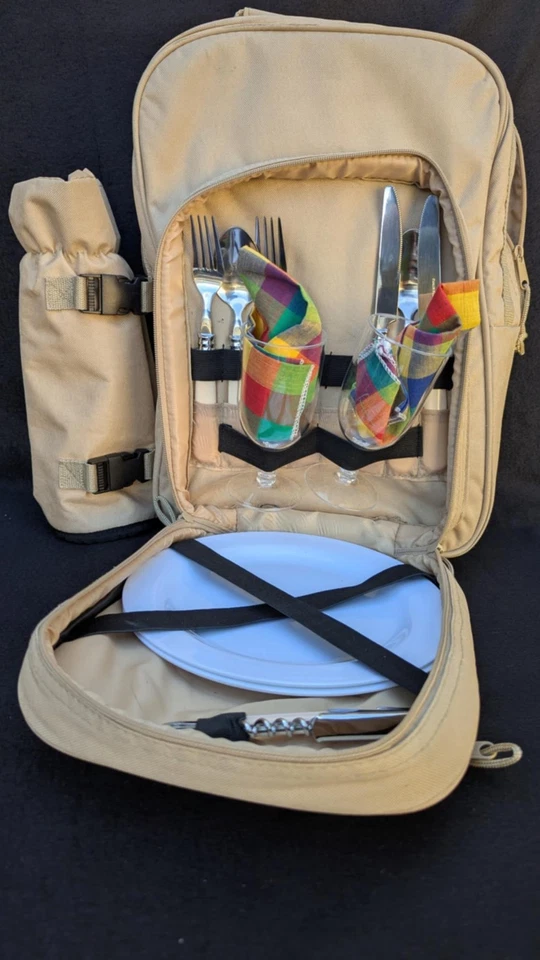 Pitnik Rucksack Herren Damen Backpack Tasche mit Teller Gläser und Besteck - Bild 3 von 4
