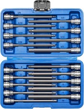 38 Drive Extra Long Allen Hex Bit Socket Set 18 Pieces Metric Sae