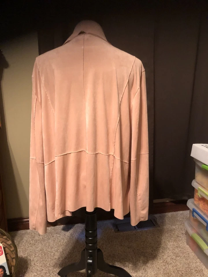 The Limited Women's Size 3X Open Front Faux Suede Cardigan Blazer "HOLIDAY" Pink - Image 3 of 4