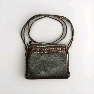Vintage Brighton Black Brown Leather LIZA FRENCH KISS Crossbody Organizer Bag