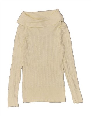 EDDIE BAUER Damen Rollkragenpullover Pullover UK 10 Small cremeweiß Baumwolle DN13