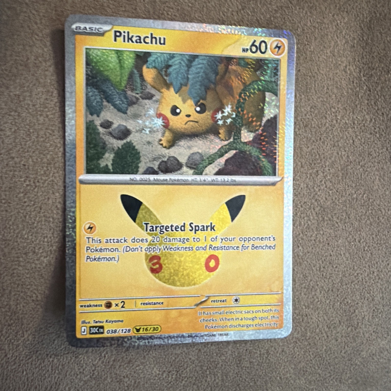 Pikachu 038/128 16/30 30th Celebration Pokemon TCG 30th Anniversary English NM