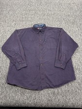 Chaps Ralph Lauren Shirt Men XL Navy Blue Geometric Twill Button Down Vtg 90s