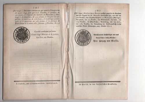 1811 Napoleon Bulletin des Lois 398, Frz. + Dt. Holland Departements Ems RAR !