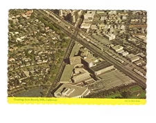 Greetings from Beverly Hills CA aerial view vintage postcard unposted
