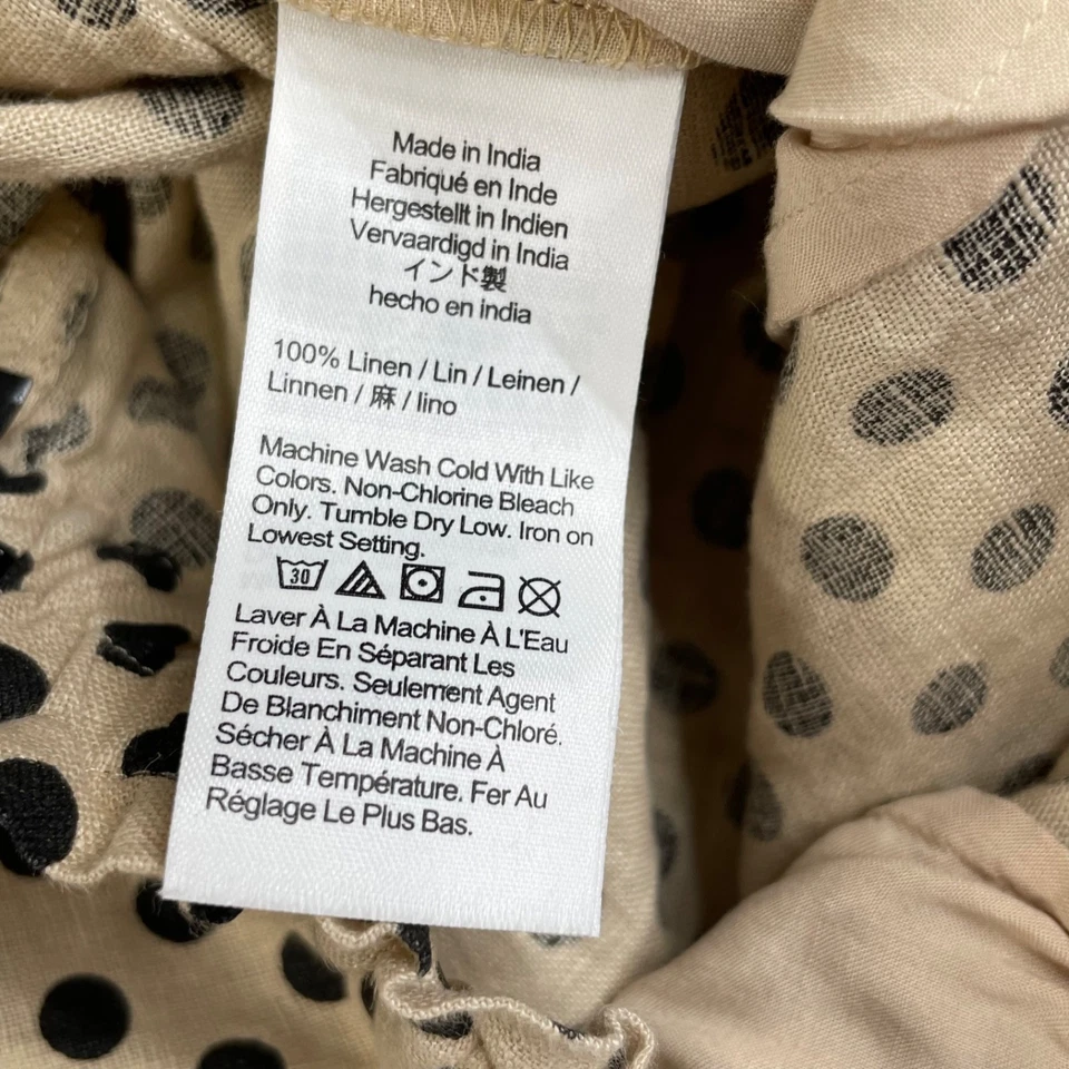 J. Crew Solei Linen Pant Polka Dot Black Beige Womens Small - Image 4 of 4