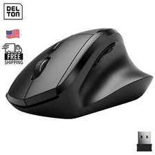 Delton S30 Wireless Ergonomic Computer Mouse with Auto-Pair USB - Black