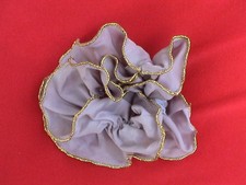 SILKY GREY SCRUNCHIE w/GOLD EDGE - COMBINE SHIPPING 