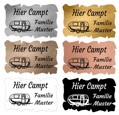 Namensschild Türschild Camping Wohnwagen Beschriftung Bezeichnung  Größe & Farbe