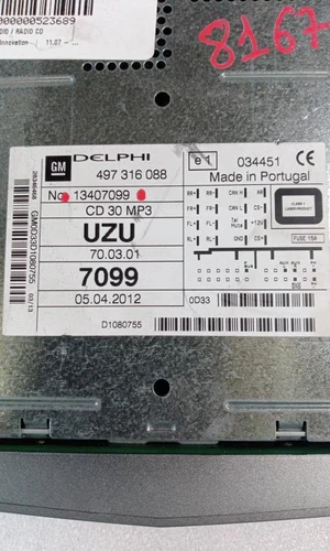 13407099 Sistema Audio/Radio Cd para OPEL CORSA D Innovation 2007 523689 - Imagen 4 de 9