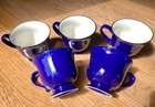 Set 5 Gibson Cobalt Blue Glazed 10oz Coffee Mug Tea Cup Wide Pedestal Base — photo 1