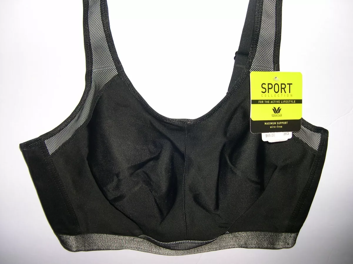 Wacoal 852218 Mazimum Support Wire Free Sport Bra - Black 36G - NWT $65