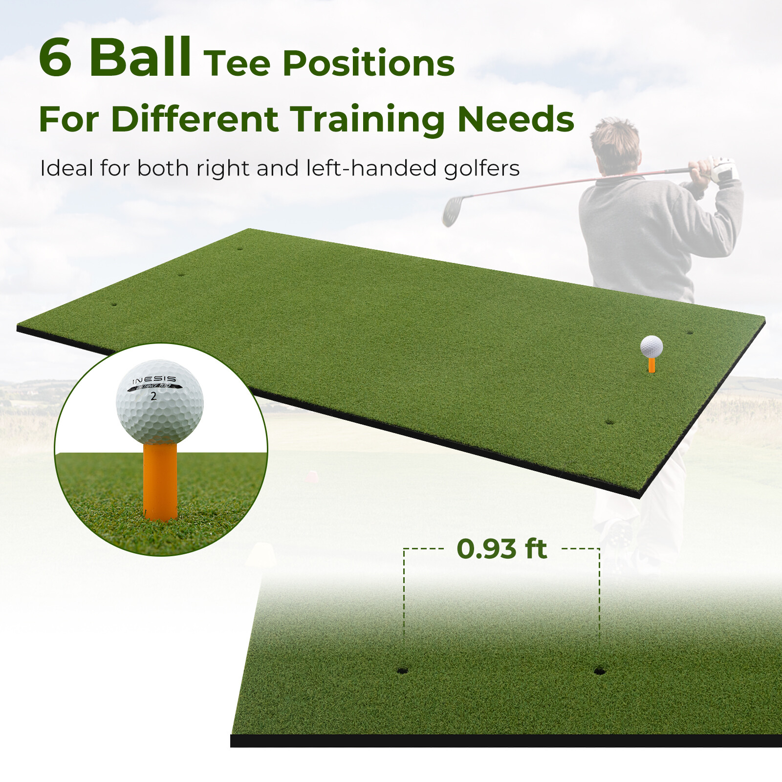 5 x 3 FT Golf Hitting Mat Artificial Indoor Outdoor Turf Golf Training