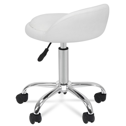 Rolling Swivel Stool w/Wheels Adjustable Tattoo Facial Massage Spa Salon White - Picture 6 of 9