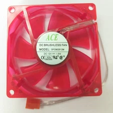Ace 80mm x 25mm Computer Case Cooling 3-Pin Fan , UV Red