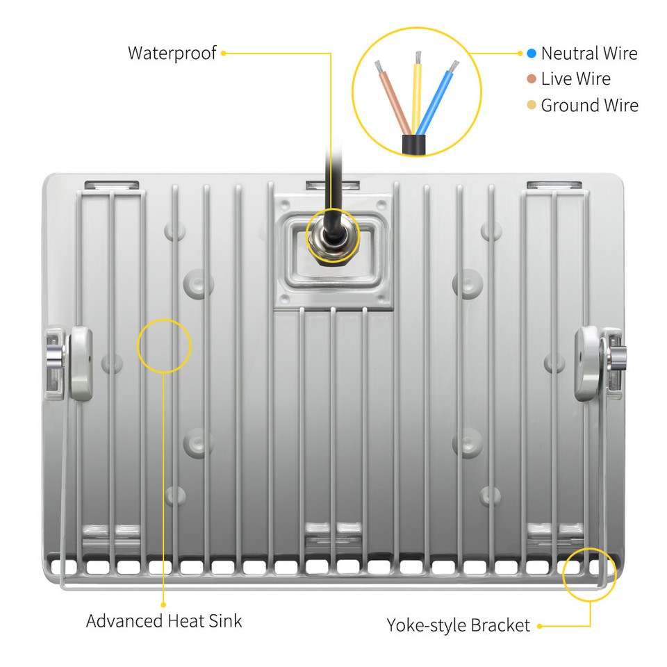 6X 100W LED Flood Light Cool White Outdoor Garden Yard Wall Fixtures
