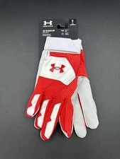 Under Armour Clean Up Batting Gloves Mens Large Red/White, BRAND NEW