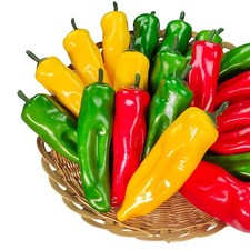 12Pcs Artificial Chili Fake Pepper Colorful Chili for Decoration Faux Vegetab...