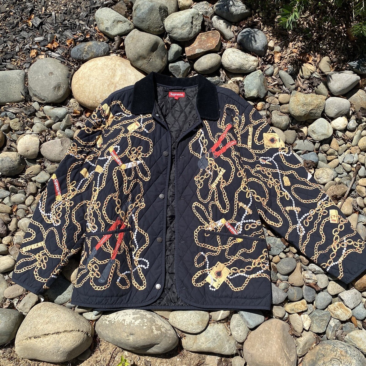 ジャケット・アウター Supreme 20AW CHAINS QUILTED Supreme Chains Quilted Jacket Black Men's - FW20 - US
