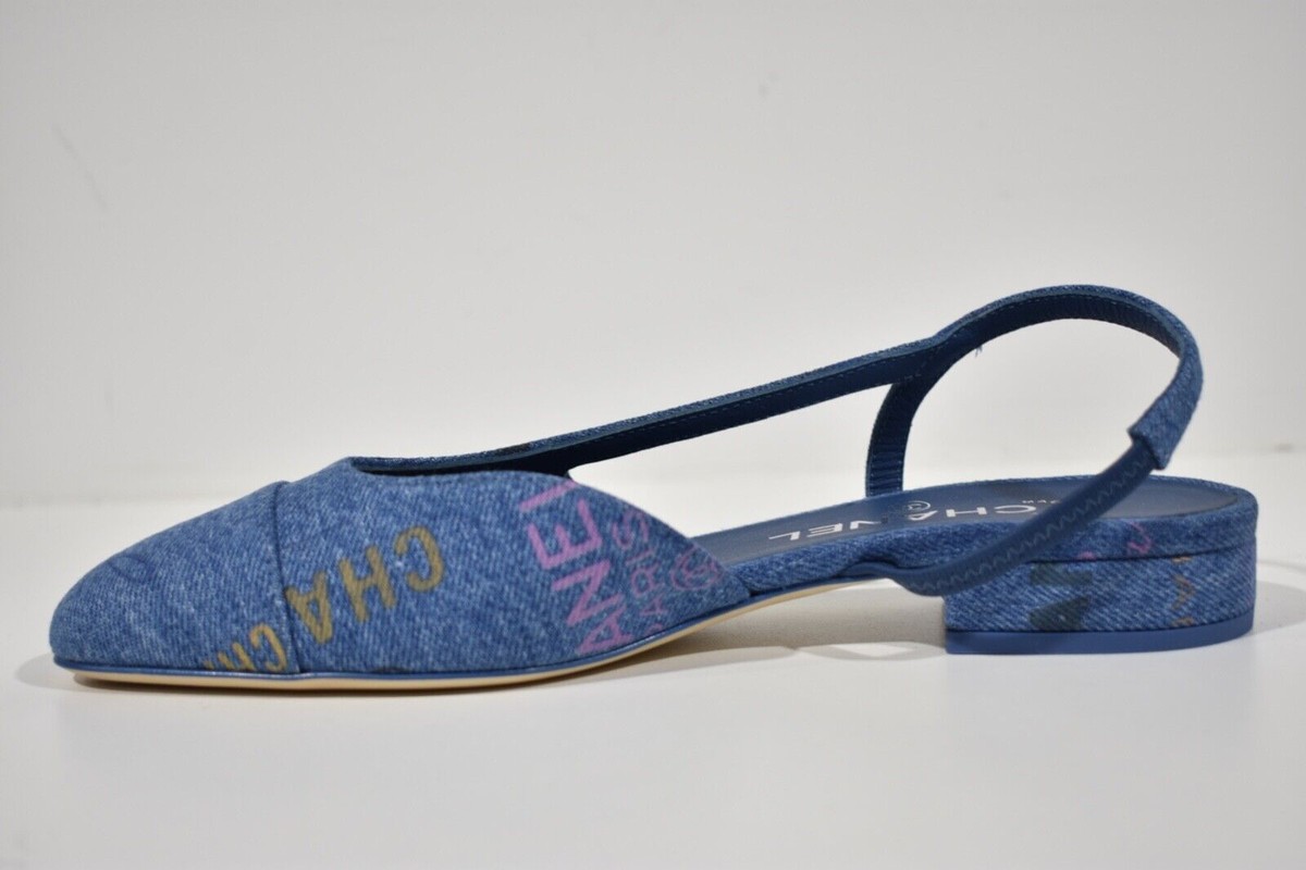 Chanel 22P Mademoiselle Coco Sling Light Blue Denim Slingback