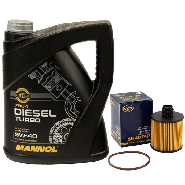 MotoröL Set 5W40 5 Liter + ÖLfilter SH 4075 P FüR Opel Combo Kasten Tour 1.6 2.0-image