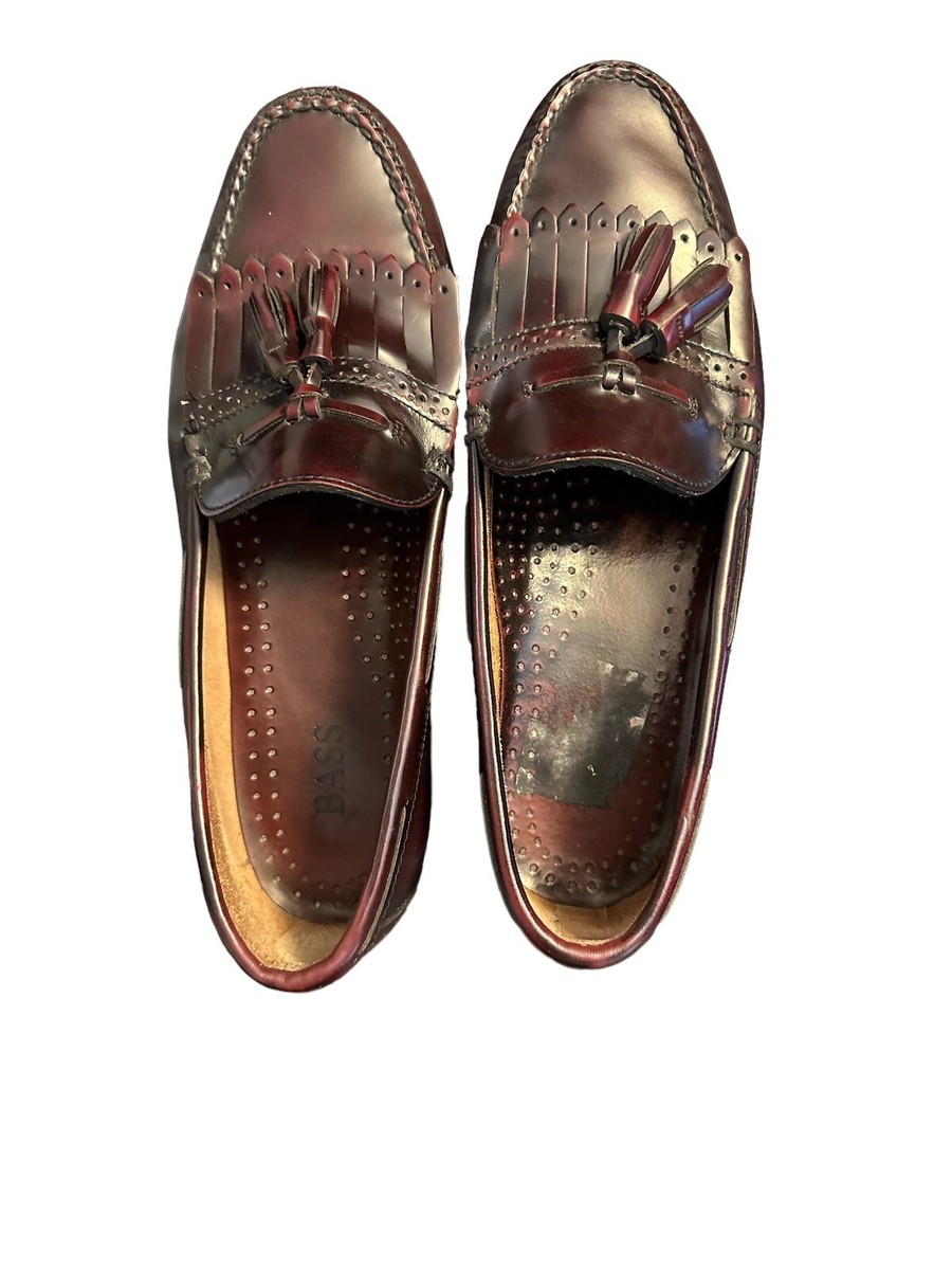 GH Bass Brompton Loafers 9 D SlipOn Burgundy Leather Kiltie Tassel Dress Shoes MENS 9 D BASS BROMPTON ROMAN TASSEL BURGUNDY DRESS LOAFERS  main image 4
