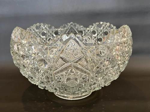 Vintage L. E. Smith Glass Daisy & Button Punch Bowl, 12 3/4" Diameter, 8" High