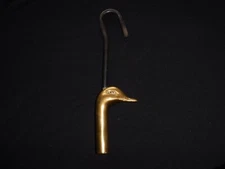 DUCKHEAD SCULPTURE Vintage 1979 CUSTOM DECOR INC Hvy BRASS Fireplace Damper Hook