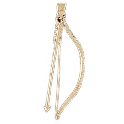 3D Native American Arrow Shooter Charm Pendant 14k Gold (3.2 Grams)