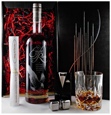 Eagle Rare 10 Jahre Bourbon Whiskey + 2 Whisky Kühlsteine + Whisky Glas Geschenk