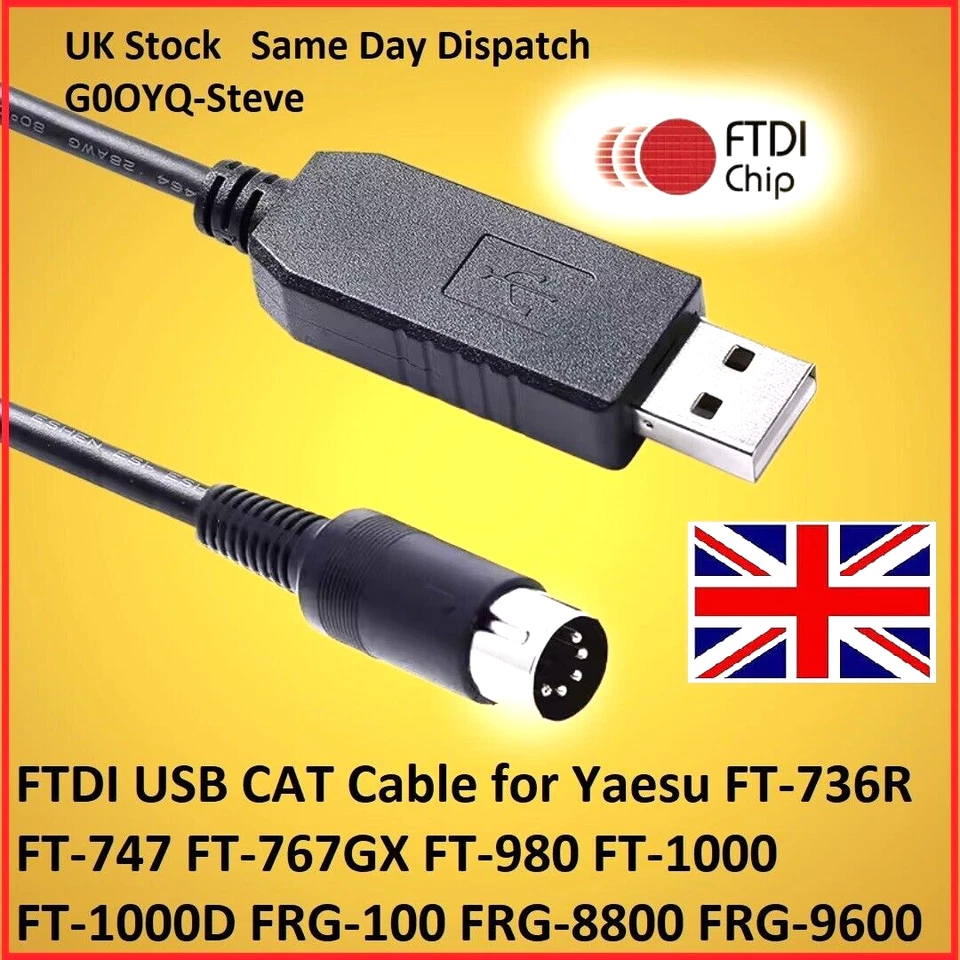 G0OYQ USB CAT Steuerkabel Yaesu FT736R FT747 FT767 FT980 FT1000 FT1000D FRG 100 8800