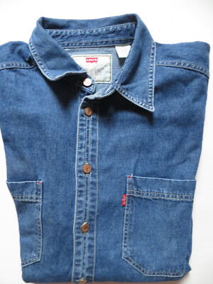 Levi's Jeans Hemd Gr. L Original Vintage Denim ! Logo geprägte Metall Knöpfe !