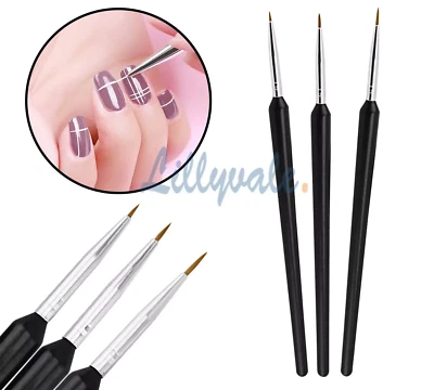 LILLYVALE 3pcs Tiny Acrylic Nail Art Design Decoration Brush Painting Drawing Pen Tool