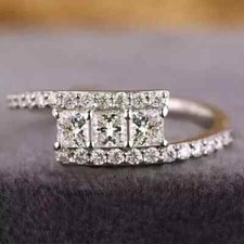 2Ct Princess Cut Lab-Created Diamond Women Engagement Ring 14k White Gold Plated