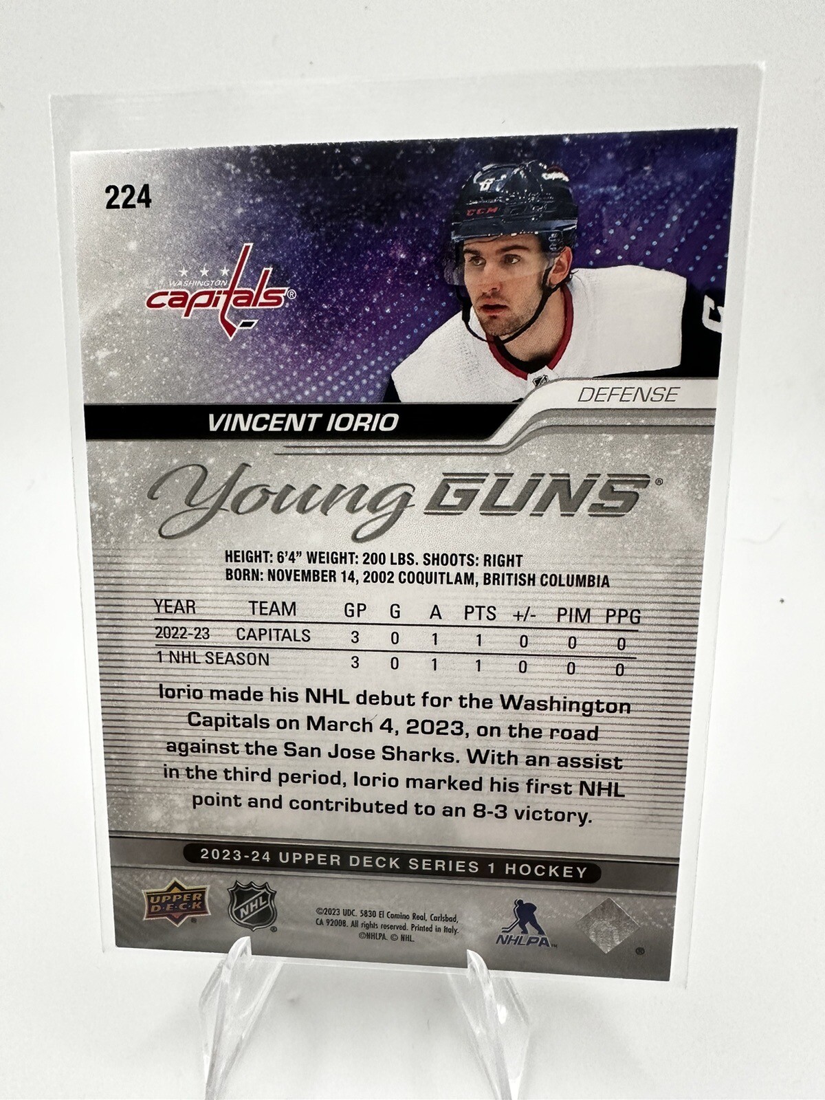 202324 Upper Deck Series 1 Young Guns 224 Washington Capitals (RC